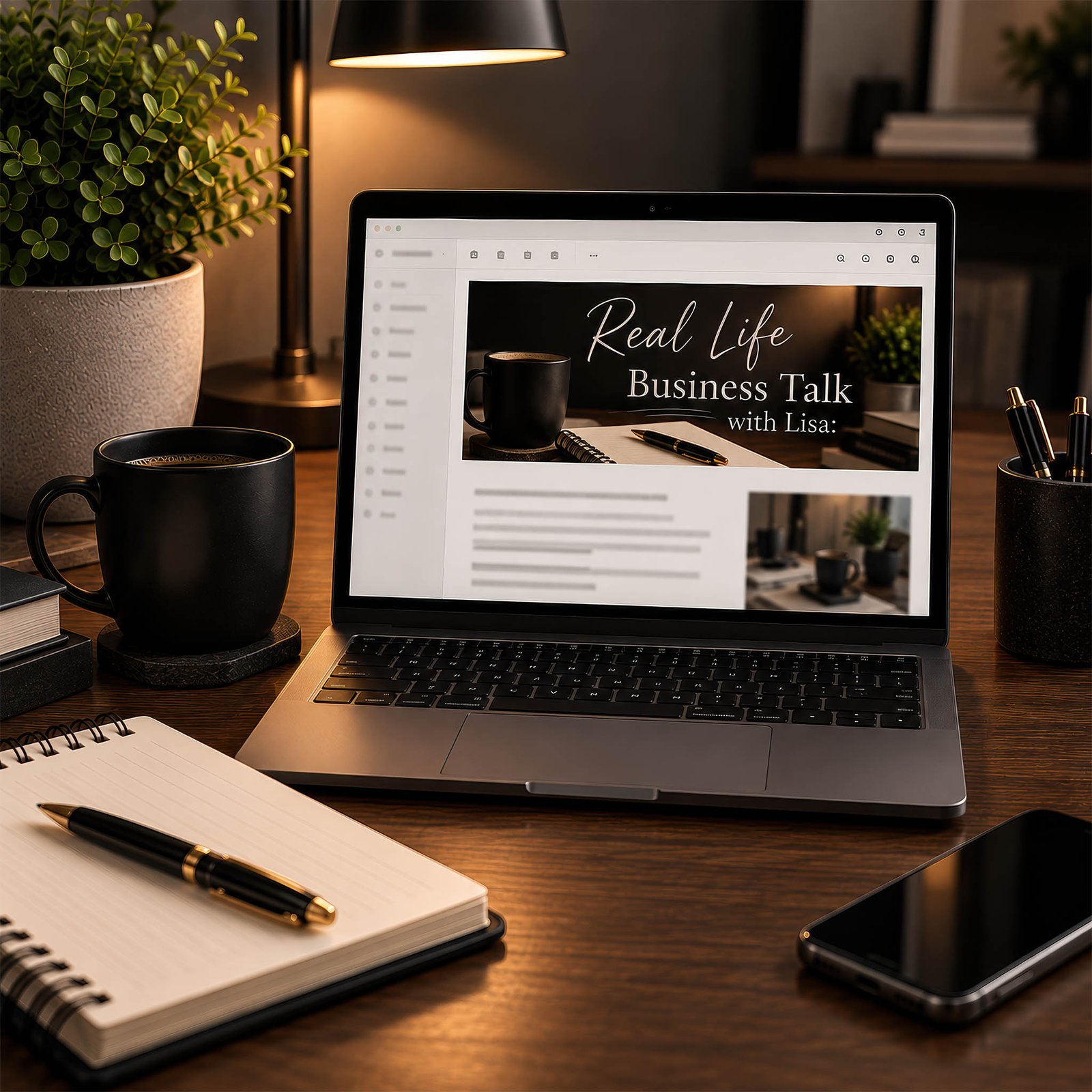 laptop with a newsletter showing on the screen
